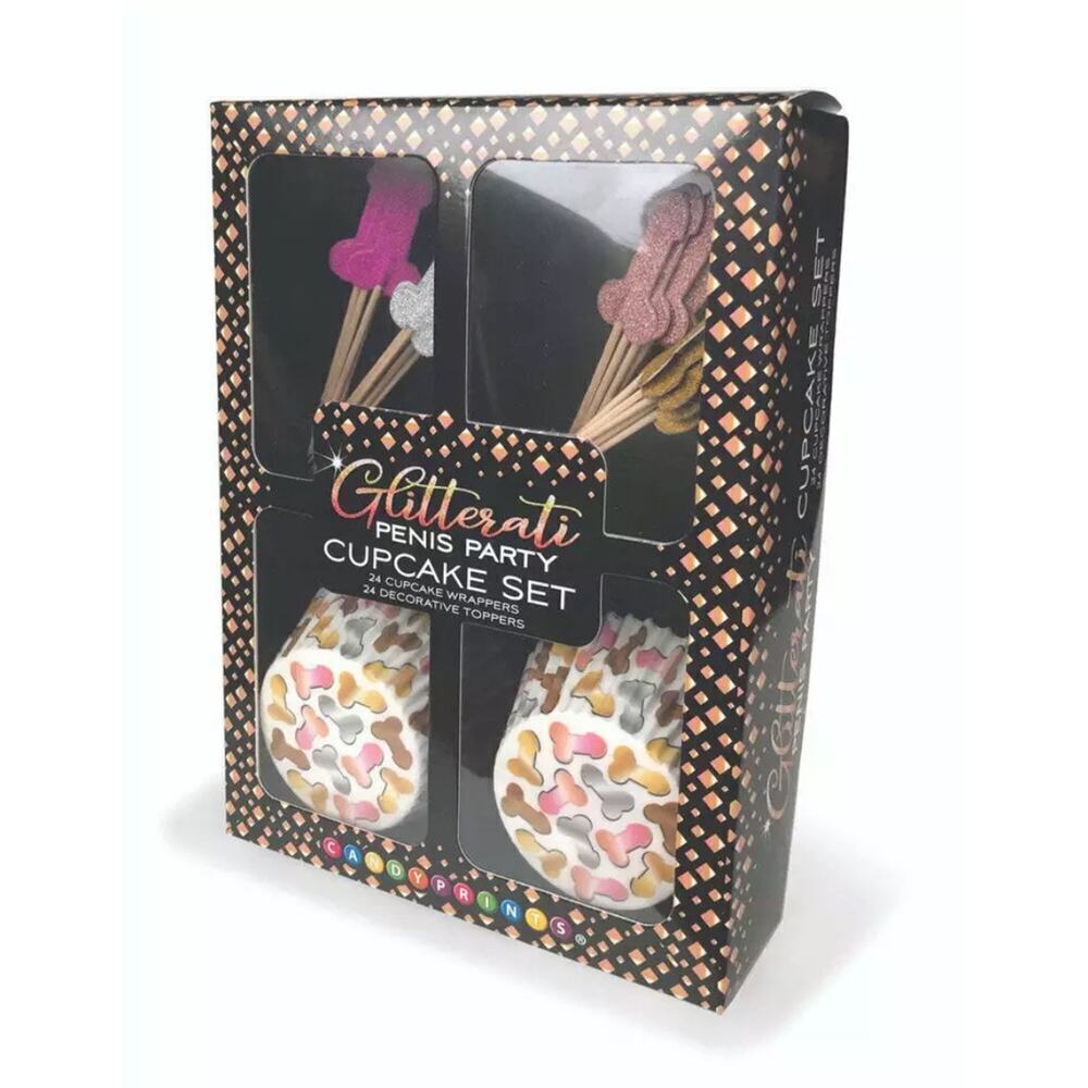 🦋B2G1🦋Glitterati PENIS Party 24 Decorative Cupcake Wrappers/Toppers Set - Picture 3 of 4